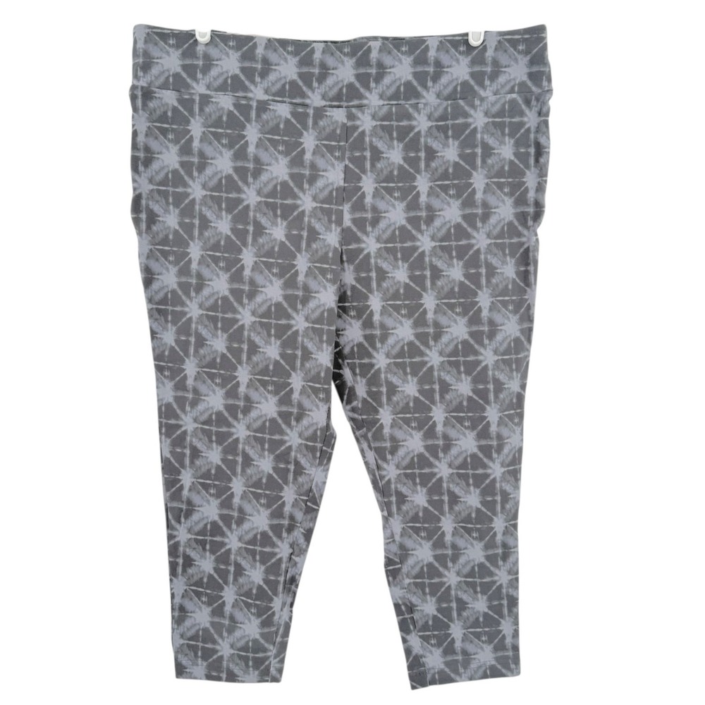 Terra & Sky Women's Shibory Grey Soot Capri Legging Plus Size 2X (20W-22W) NWT